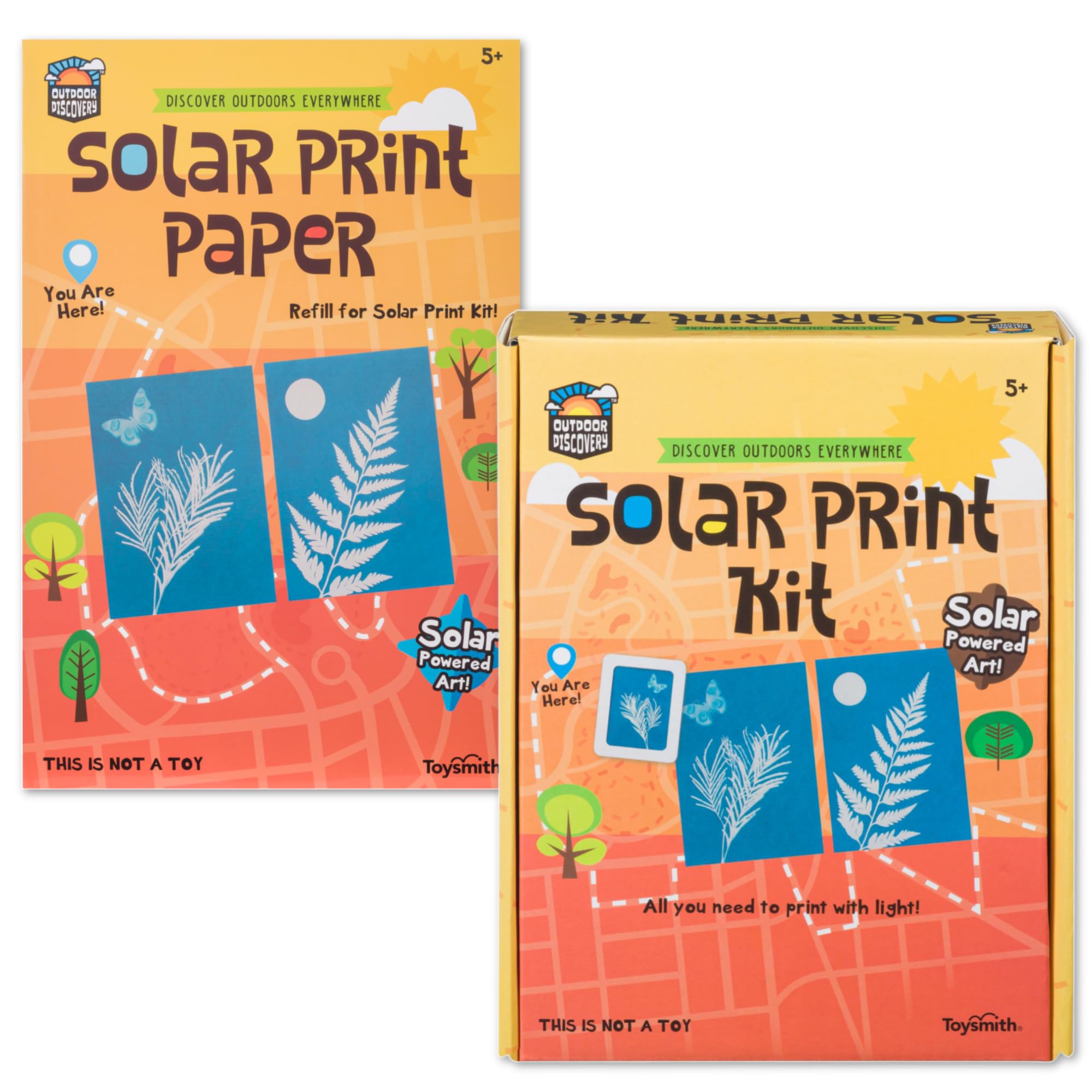 Outdoor Discovery Solar Print Paper Kit Bundle – Sun Printing Set for Kids – Includes 36 Sheets Sun Print Paper, Stencils, & Frames – Creative Arts & Crafts Gift for Boys & Girls Ages 5+