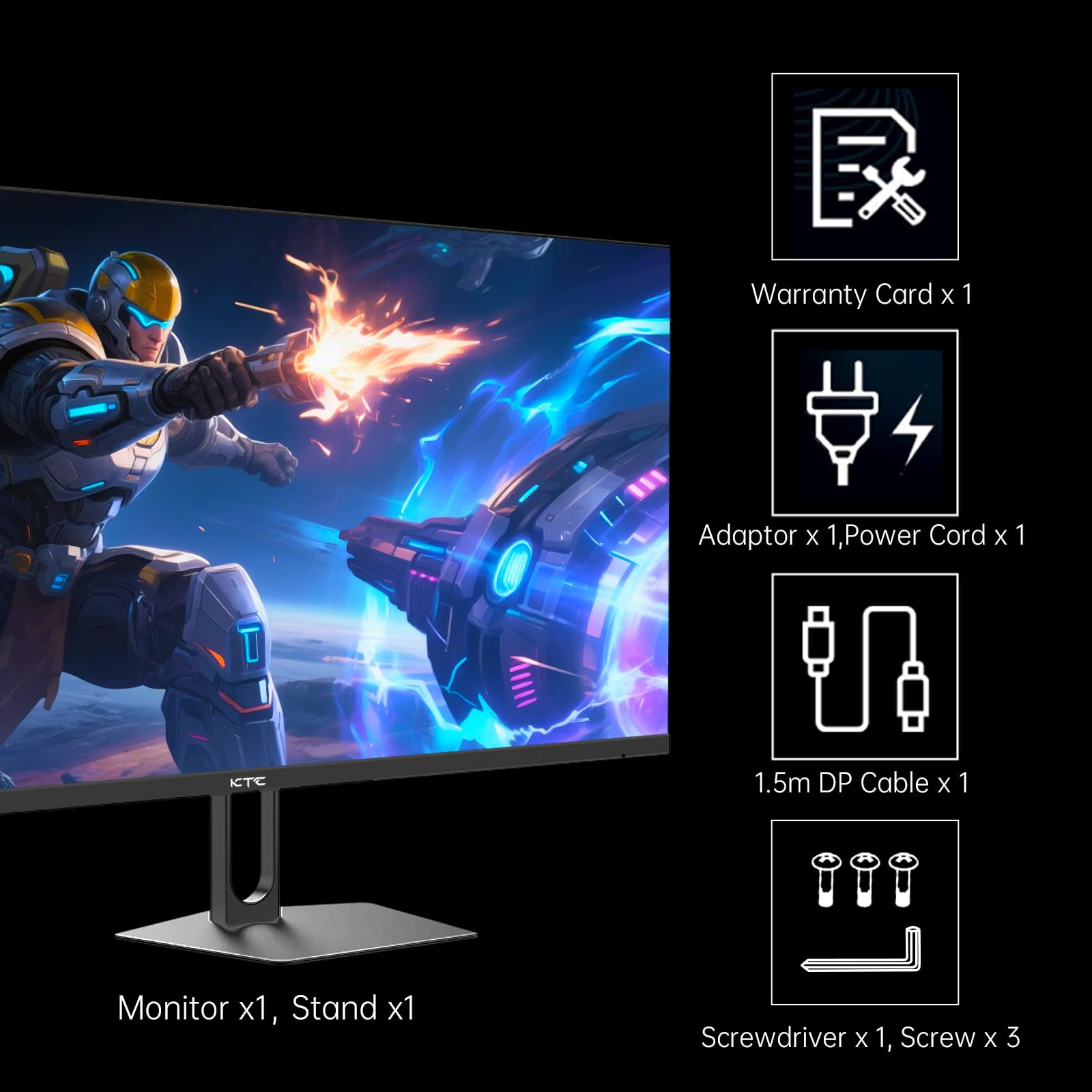 KTC Gaming Monitor 27 Inch | 2K@200Hz (Overlocking 210Hz) | Built-in Speakers | Fast IPS Panel | 1ms Response Time (MPRT) | HDR400 | Adaptive Sync | 131% sRGB, 101% DCI-P3, ΔE＜2 — view 9
