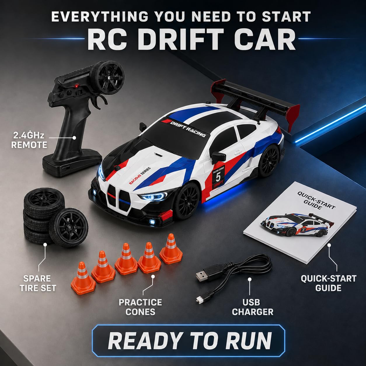 FLYTEK RC Drift Car - 1:24 Scale 4WD -6 FLYTEK RC Drift Car - 1:24 Scale 4WD -6