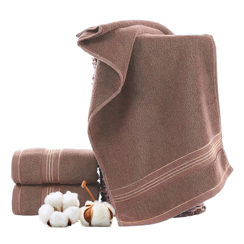 Premium Brown Face Towel Set of 2 - Towels Super soft 100% cotton super absorbent towel Quick drying 2 bath towels Size 34 * 73cm Suitable for hotel gym bathrooms