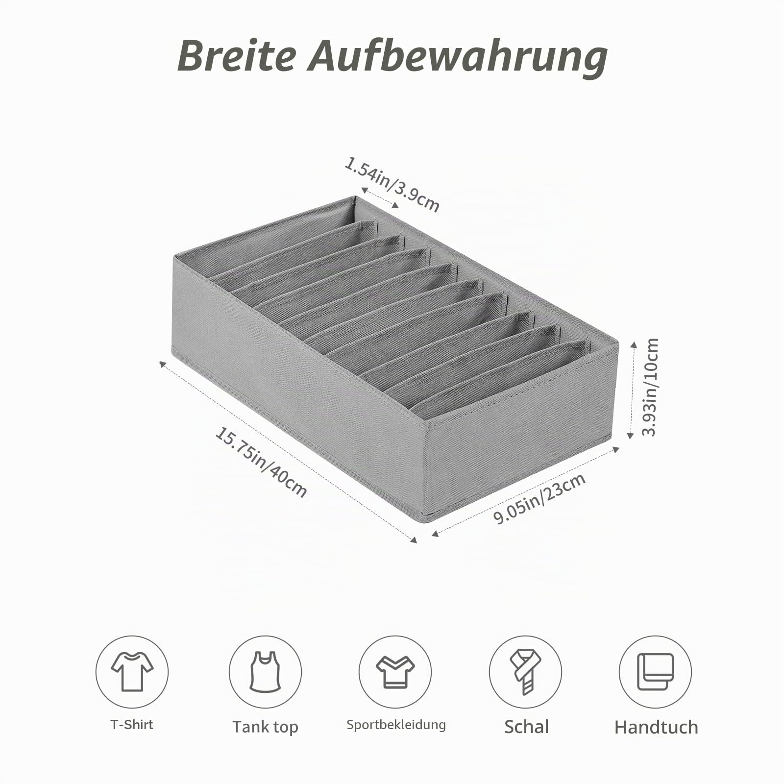 4 Packungen T-Shirt-Schubladen-Organizer für Kleidung, 10 Fächer, Aufbewahrungsbox, Kleiderschrank, Kleidung, Organizer, Leggings, Seidenschals