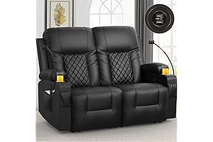 2-Seater PU Leather Recliner Love Seat Sofa with Cup Holder and USB Ports