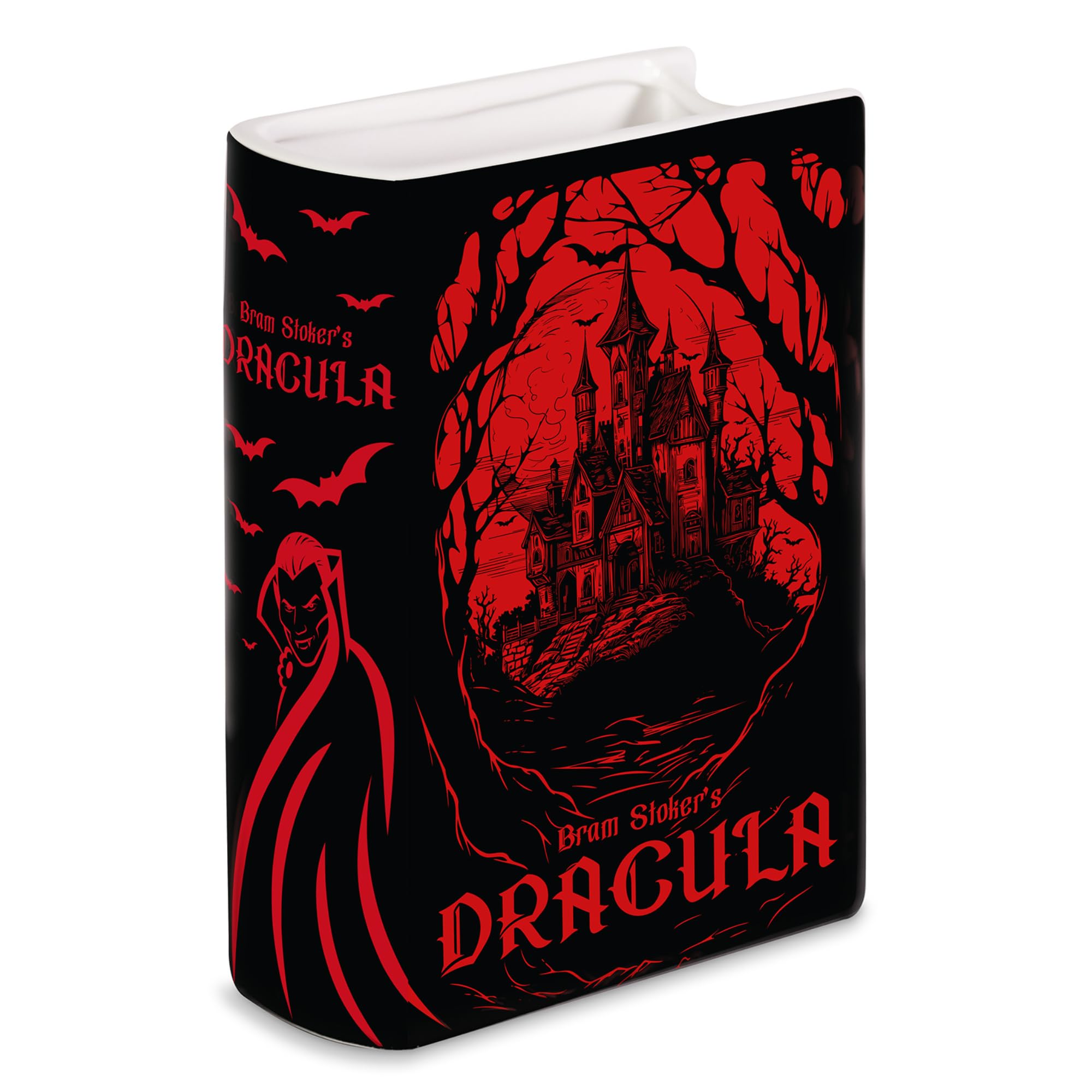 Steel Mill & Co Original Large Book-Shaped Decorative Vase, Ceramic Vases for Home Decor, Cute Gothic Bookshelf Decor, Unique Vase for Book Lovers,