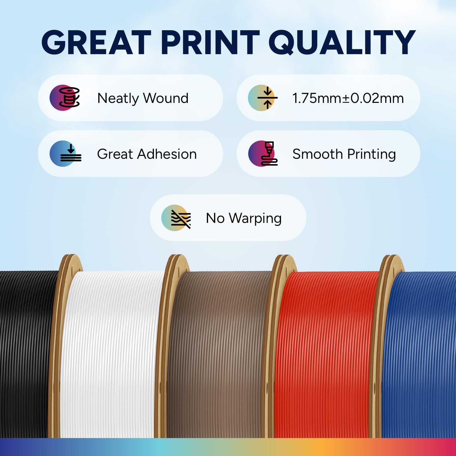 OVERTURE ASA Filamento Premium da 1.75mm, 1kg Bobina(2.2lbs), Precisione Dimensionale +/- 0.03 mm, per Stampante 3D (Diamond Blu)