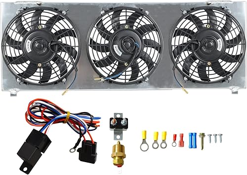 Cubierta de aluminio 3 x 9 pulgadas ventilador+termostato compatible con radiador 1984-2001 Jeep Cherokee XJ Comanche