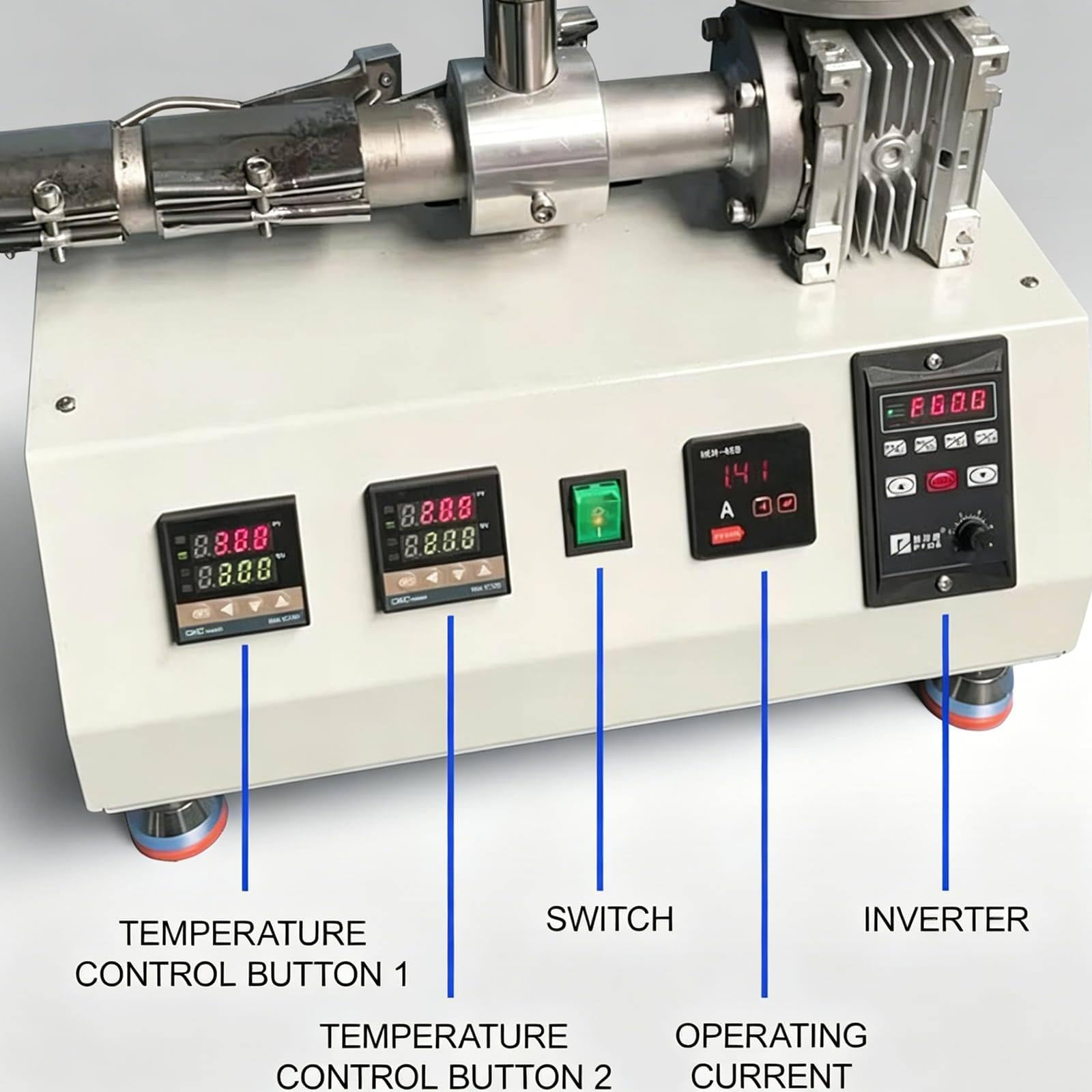 Maszyna Do Produkcji Materiałów Eksploatacyjnych O Mocy 1000W (500–1000g/h), Wytłaczarka 3D Do Granulatu, Sterowanie PID (0–350°C), Do Materiałów Eksploatacyjnych O Grubości 1,75mm/3mm