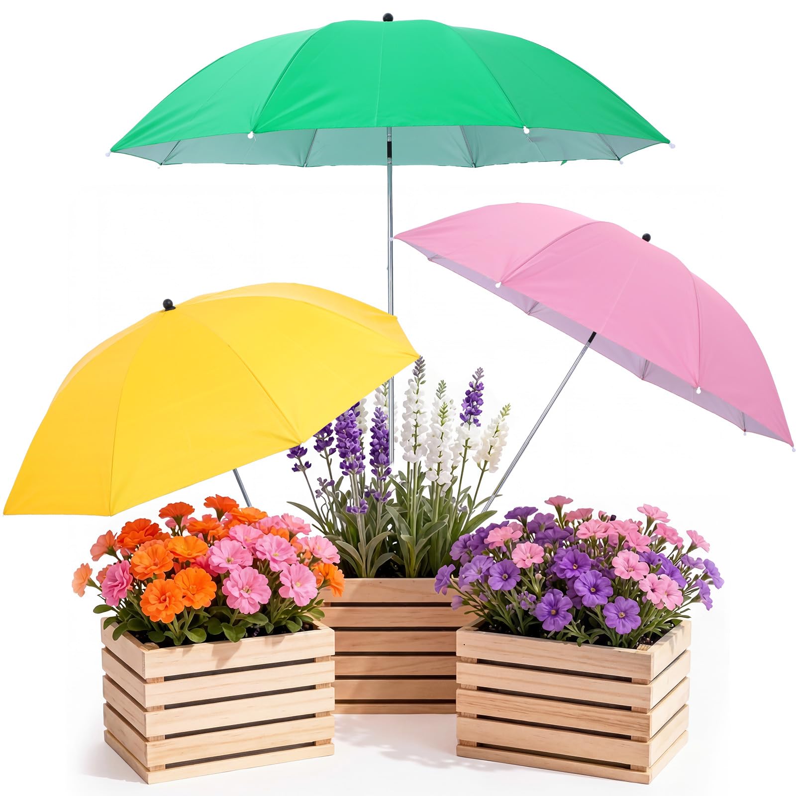 Photo 1 of Novabright 3 Pack Diameter 40 Inch Extra Large Plant Umbrellas for Outdoor Plants, Adjustable Larger Garden Flower Umbrella Plant Shade for Garden Beds Potted Plants (40 Inch)