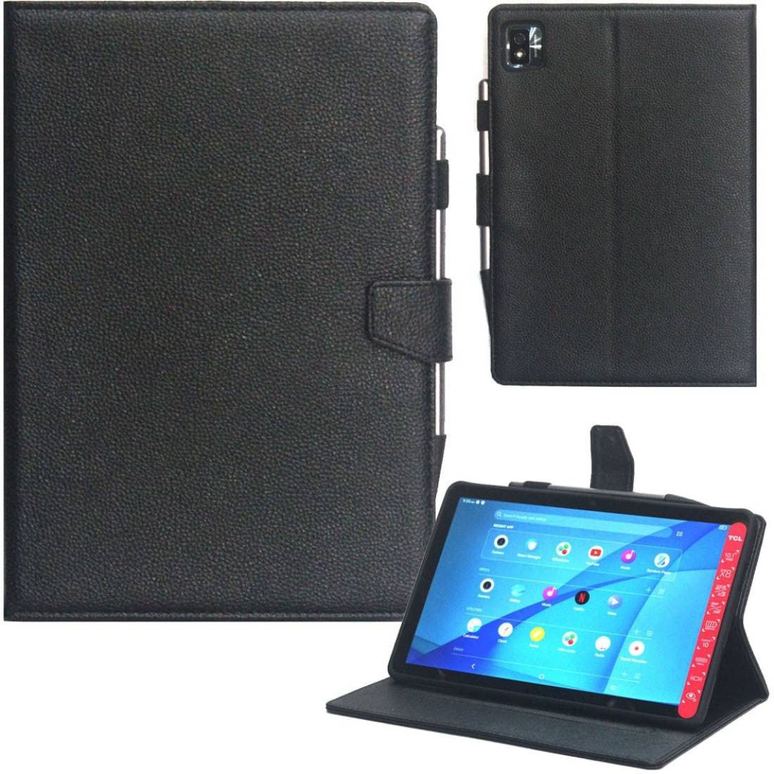 Zaoma PU Leather Flip Flap Case Compatible for TCL TAB 10s Model No. : 9081X with T-Pen Holder (Black, Cases with Holder) (B09KNDVWR6) Amazon Price History, Amazon Price Tracker