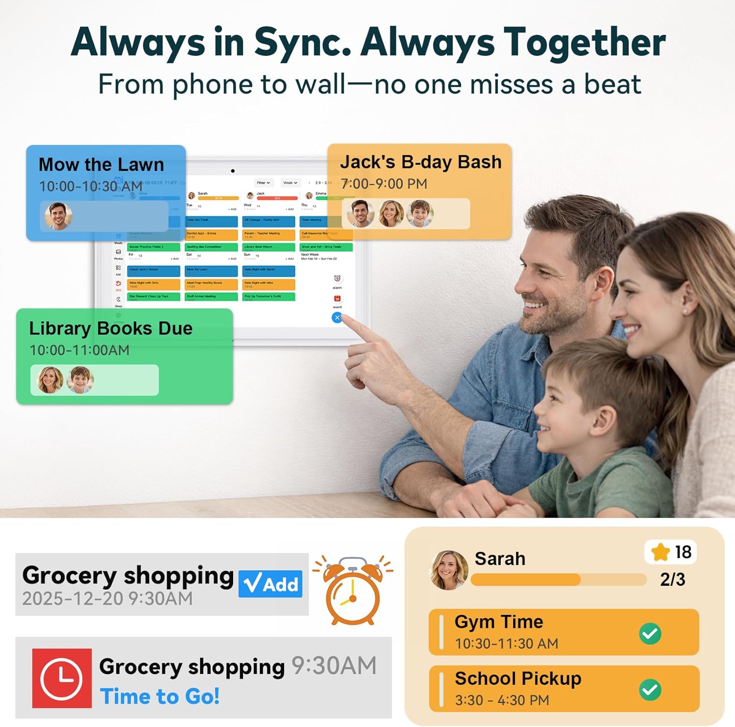 Digital Calendar Touchscreen, Smart Family Electronic Calendar and Digital Picture Frame - Digital Wall Planner with Schedule, Chore Chart, Meal Planner, Tasks, Wall & Desk Display - 10.1''