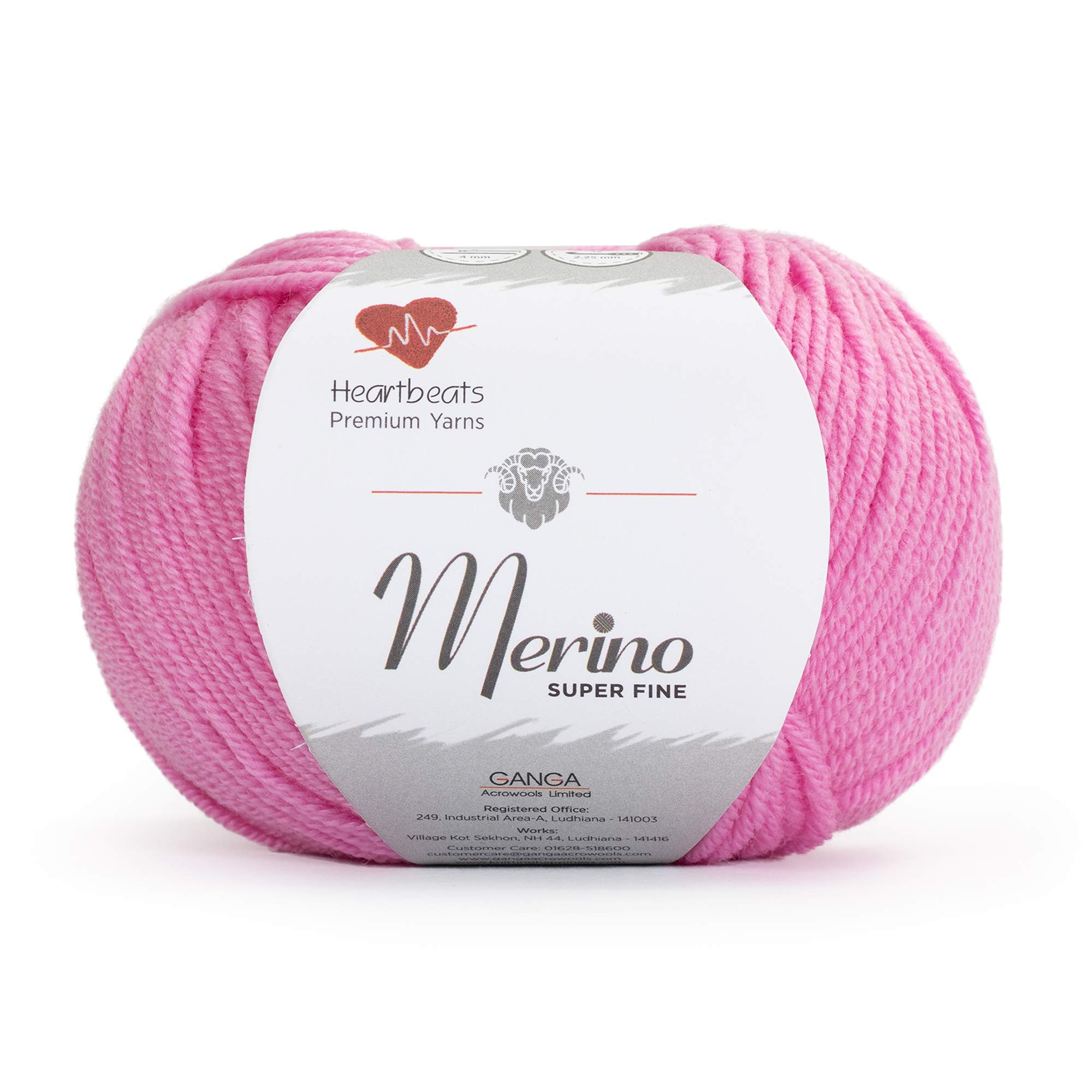 Heartbeats Merino Superfine,is 100% Pure New Wool Mark Certified. Oekotex Class 1 Certified. Pack of 2 Balls-50Gm Each. MSF13 Pink