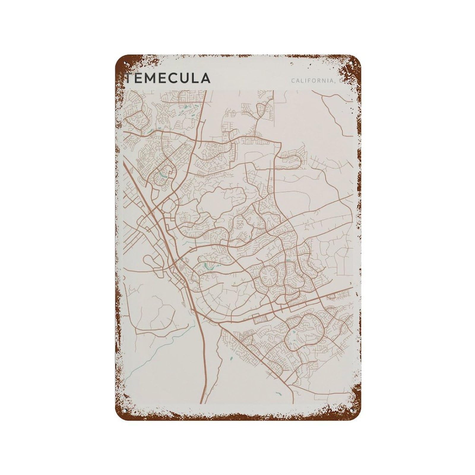 xiaoxiaoshen Temecula Map California Travel Gift Farmhouse Decor Entryway Wall Decor Art Metal Tin Poster Modern Home Decor Art Home Bar Shop Decorations Vintage Sign 30x20cm