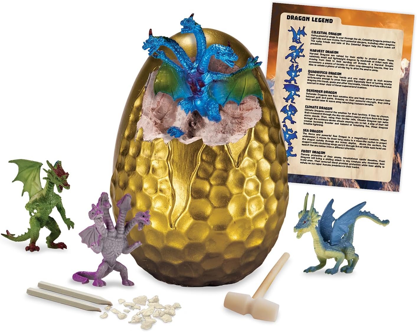 MindWare Dig It Up! The Big Egg Dragons – Excavate 7 Dragon Figures from One Giant Egg | STEM Excavation Kit with Tools & Dragon Legend for Kids Ages 4+ | Hands-On Science & Imaginative Play Toy
