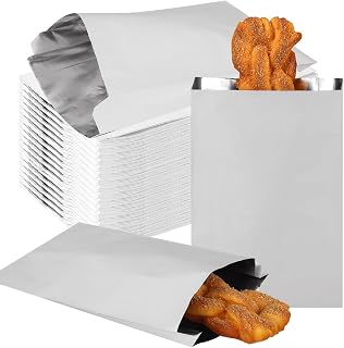 200 Pack Foil Sandwich Wrap, 4 LB Insulated Hot Dog Bag, Grease Resistance Paper Foil Hamburgers Bags for Breakfast Lunch, Fast Food, Food Truck, BBQ (White)