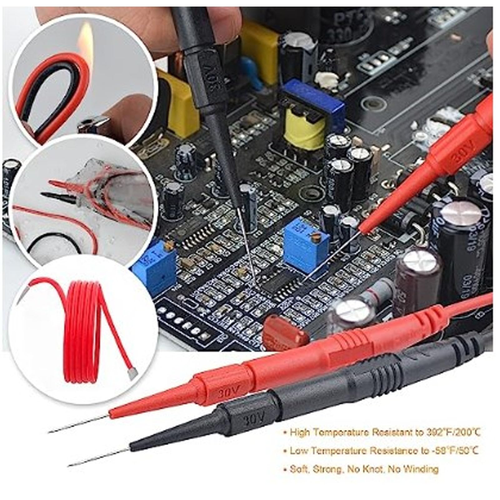 Kit de cables de prueba para multímetro, 25 uds., Clip de gancho de alambre de sonda de silicona suave para pruebas eléctricas digitales, uso en automóviles