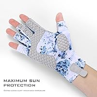 Vista 8 de KastKing La Sal Guantes de pesca UPF50+ Guantes de sol Guantes de protección UV Guantes sin dedos para hombres y mujeres para exteriores, kayak