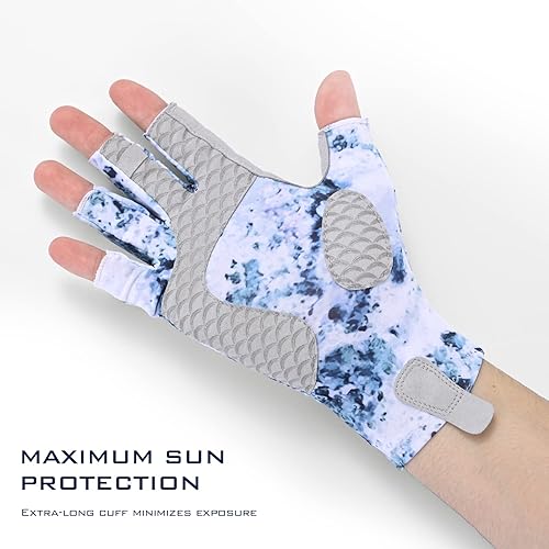 Miniatura 8 de KastKing La Sal Guantes de pesca UPF50+ Guantes de sol Guantes de protección UV Guantes sin dedos para hombres y mujeres para exteriores, kayak,