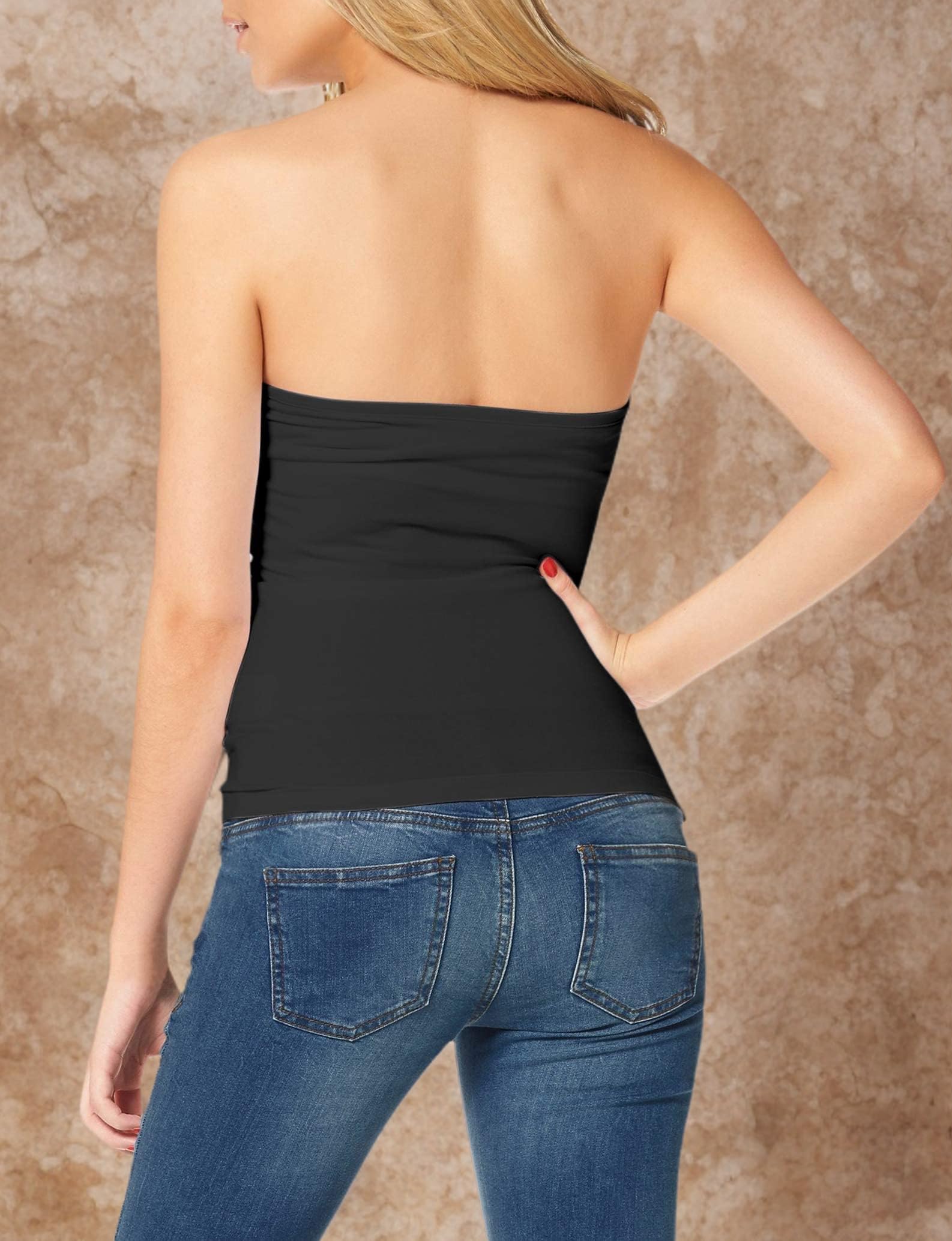 TAIPOVE Damen Bandeau Top Tube Top 3-er Set Trägerlos Top Schulterfrei Tube Bustier S-2XL