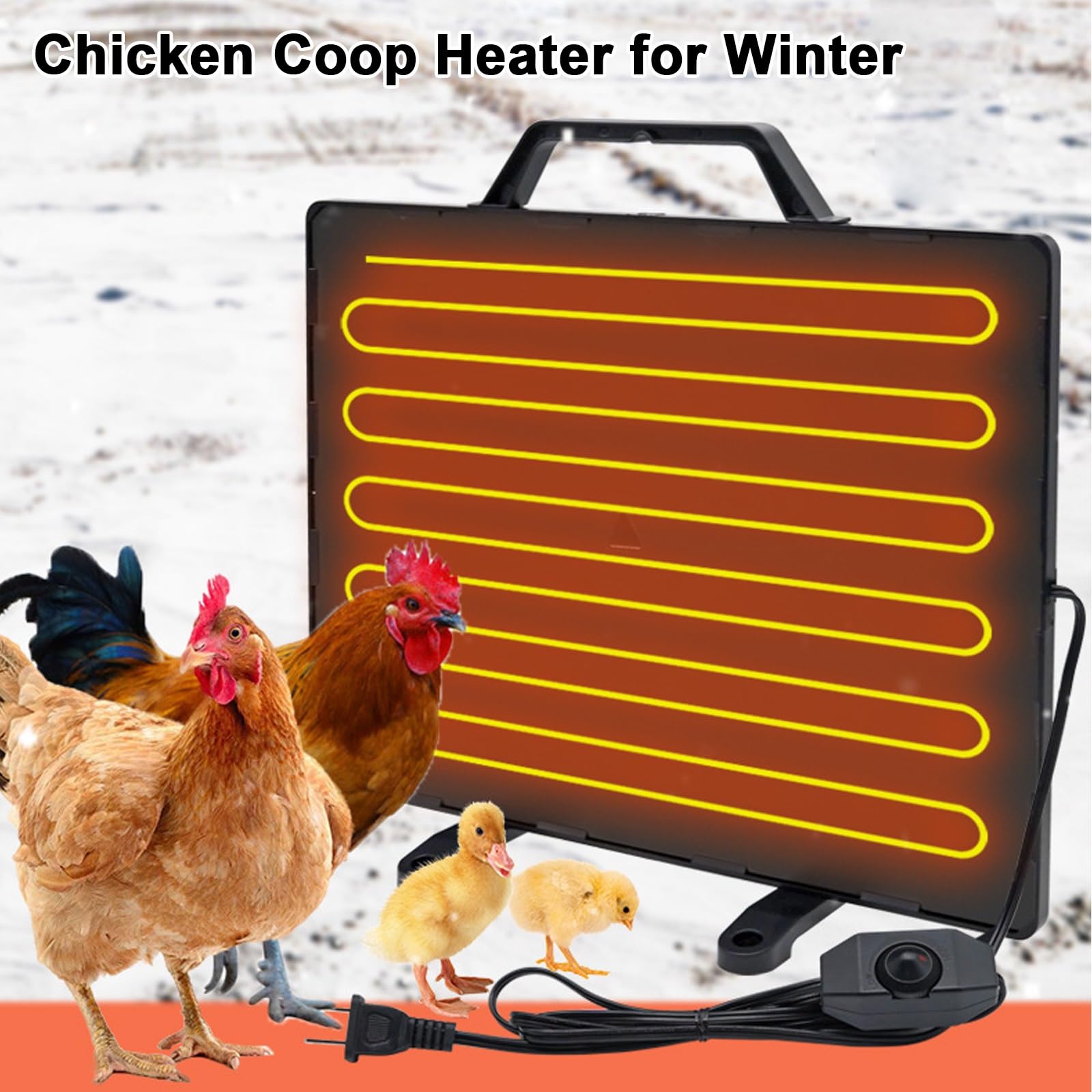 Calentador de Gallinero, Calentador de Pollo de Calor Radiante con Temperatura Ajustable, Calentador Rápido de 160W para Gallinero con Termostato, Más Seguro Que la Lámpara Criadora