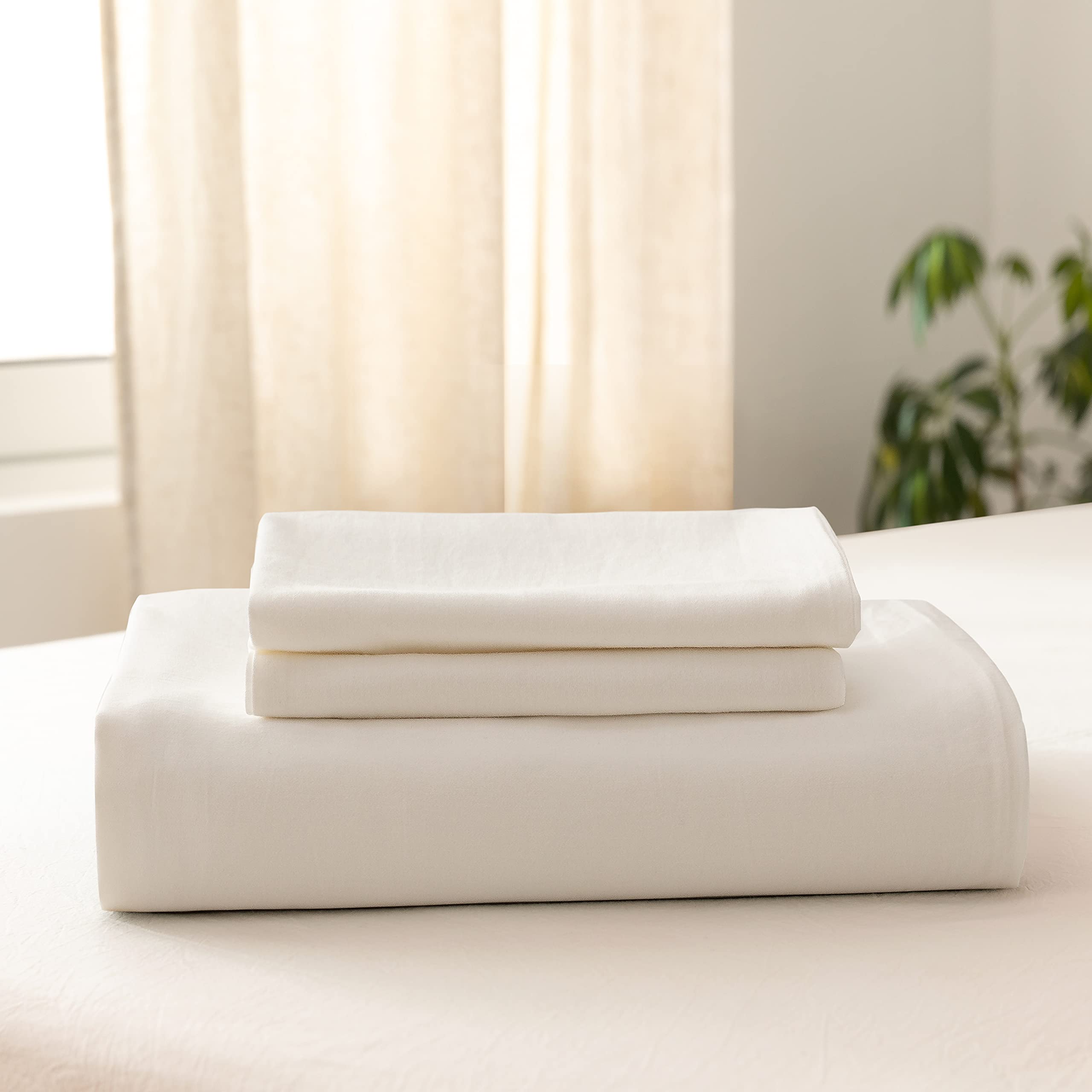 HeimenAogo 600 Tc Egyptian Cotton Duvet Cover Queen Size Ultra Soft and Breathable Bedding Set with Zipper Closure Long Staple Washed Cotton Duvet Cover Linen Like Texture Off-White 3 Pcs