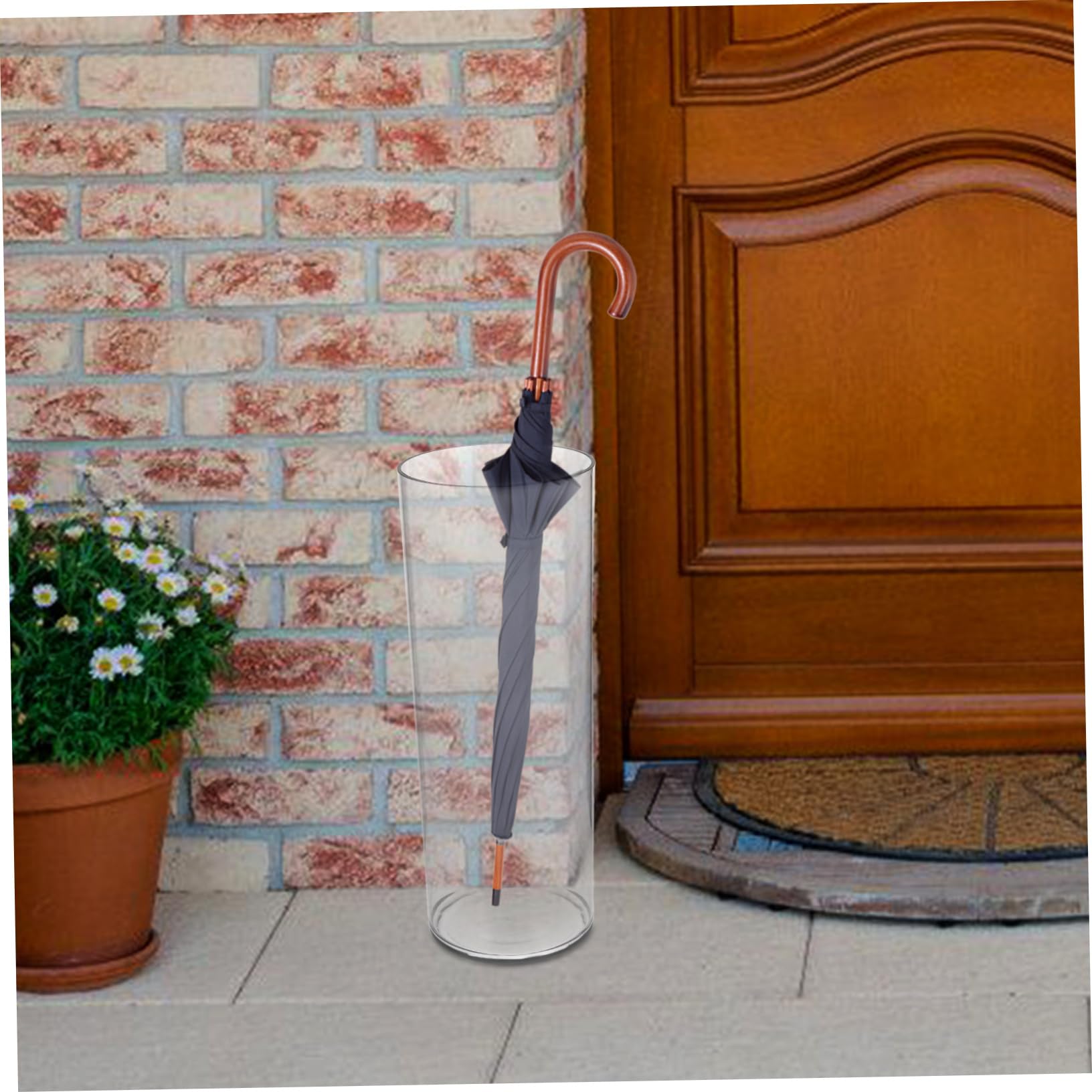 Porta Ombrelli Rotondo Trasparente in Pet, Contenitore per Ombrelli Moderno e Decorativo, Stabile, per Casa e Ingresso,