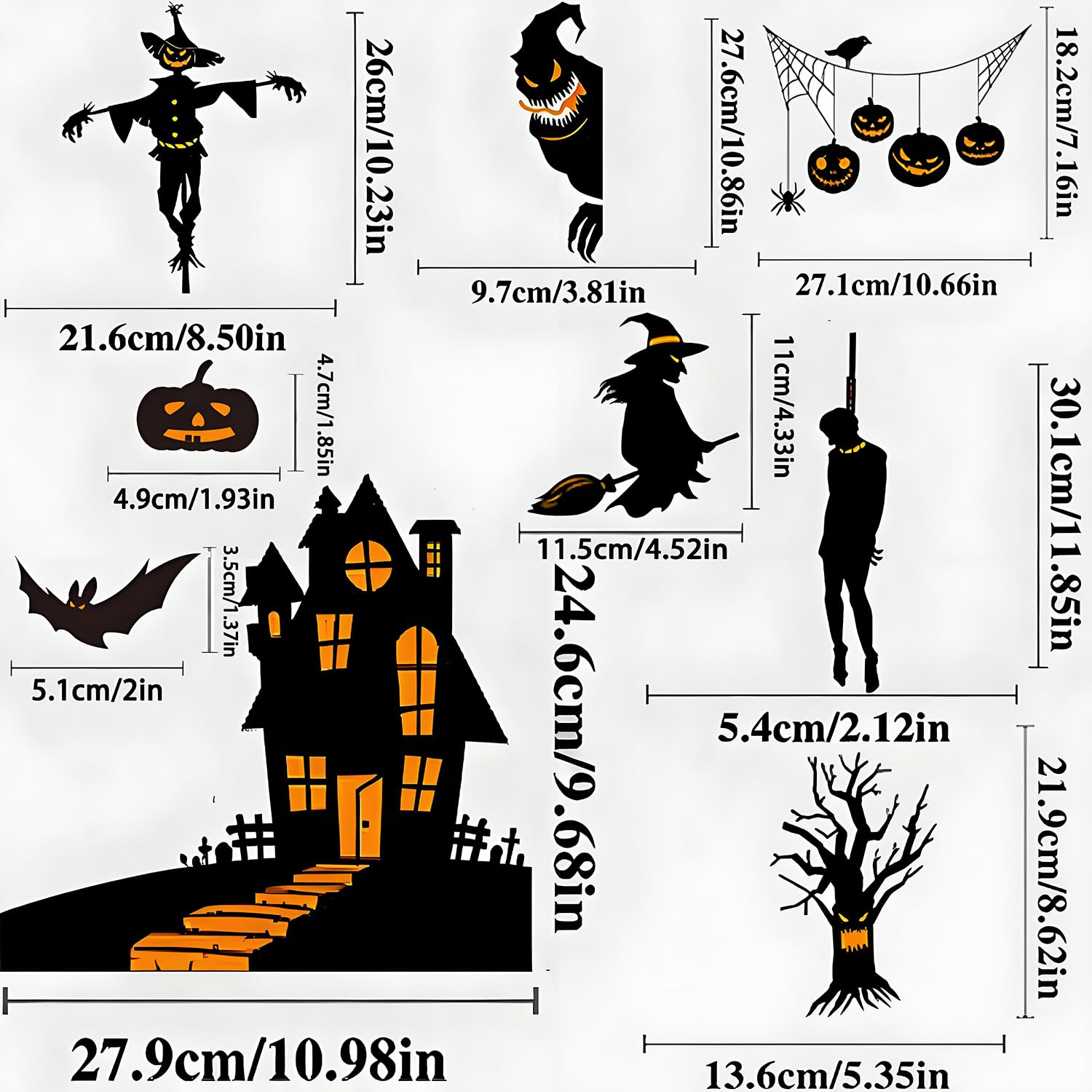 (2 Pack, 18 Sheet) Tomario Halloween Window Clings Stickers Decoration - Image 3