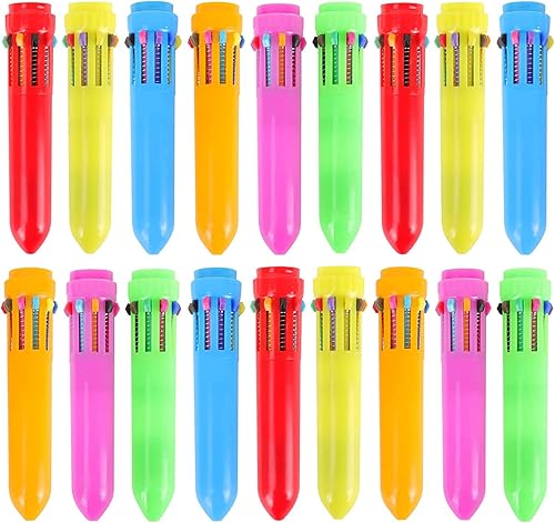 Paquete de 18 bolígrafos multicolores, bolígrafos 10 en 1, bolígrafos retráctiles multicolor para oficina, escuela, hogar, suministros para