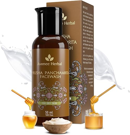 Avimee Herbal Prusha Panchamrita Facewash | For Normal To Dry Skin | Contains Curd, Milk, Ghee, Honey, Jaggery to Gently Cleanse Your Skin Leaving…