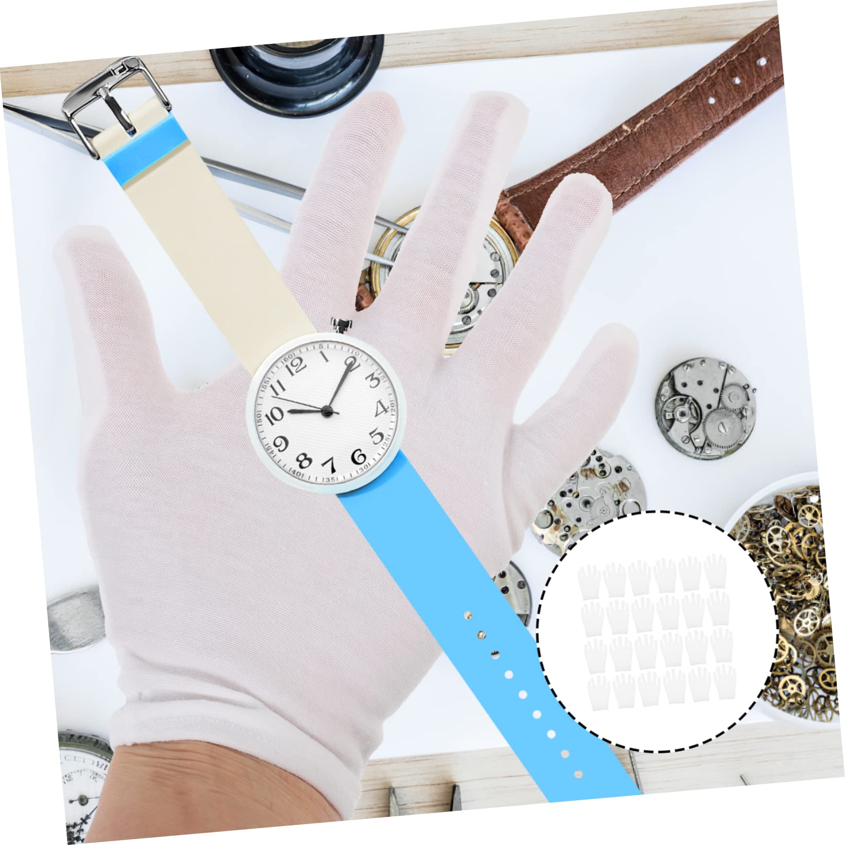 Didiseaon 12 Pack Cotton Glove Liners for Jewelry Inspection White Men's Comfortable Hand Covers