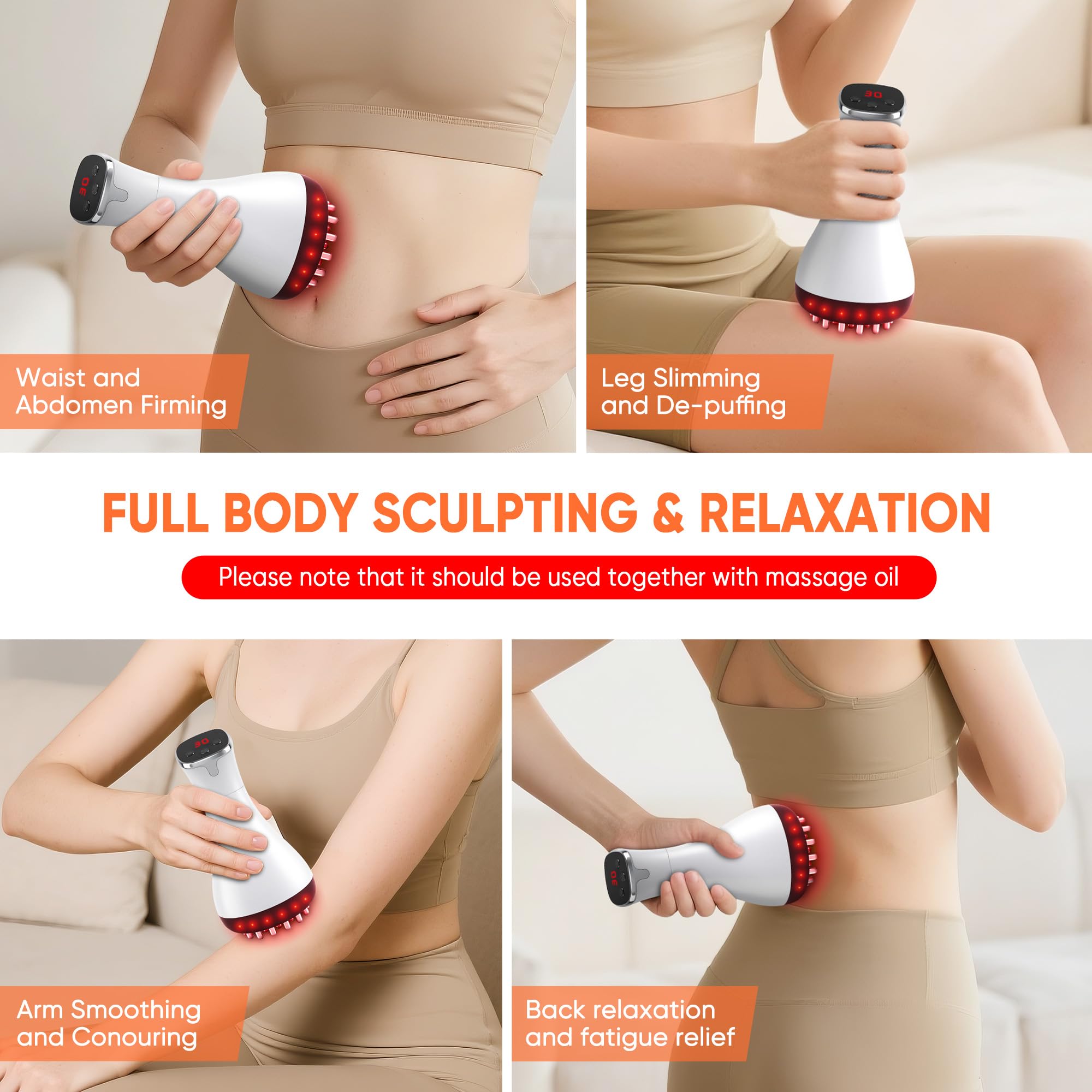 Massaggiatore per drenaggio linfatico e strumento per massaggio anticellulite, blaster per fascia per cellulite, aiuta a ridurre le smagliature per gambe, braccia e pancia, macchina per scolpire il