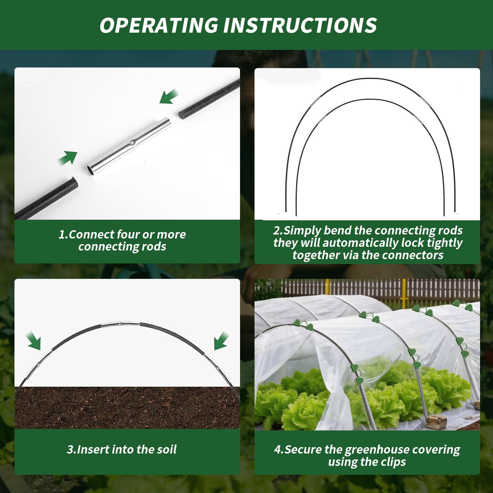 unnel per piante 30 pezzi – Archi resistenti e flessibili per aiuole rialzate, tunnel in plastica fai da te o serre