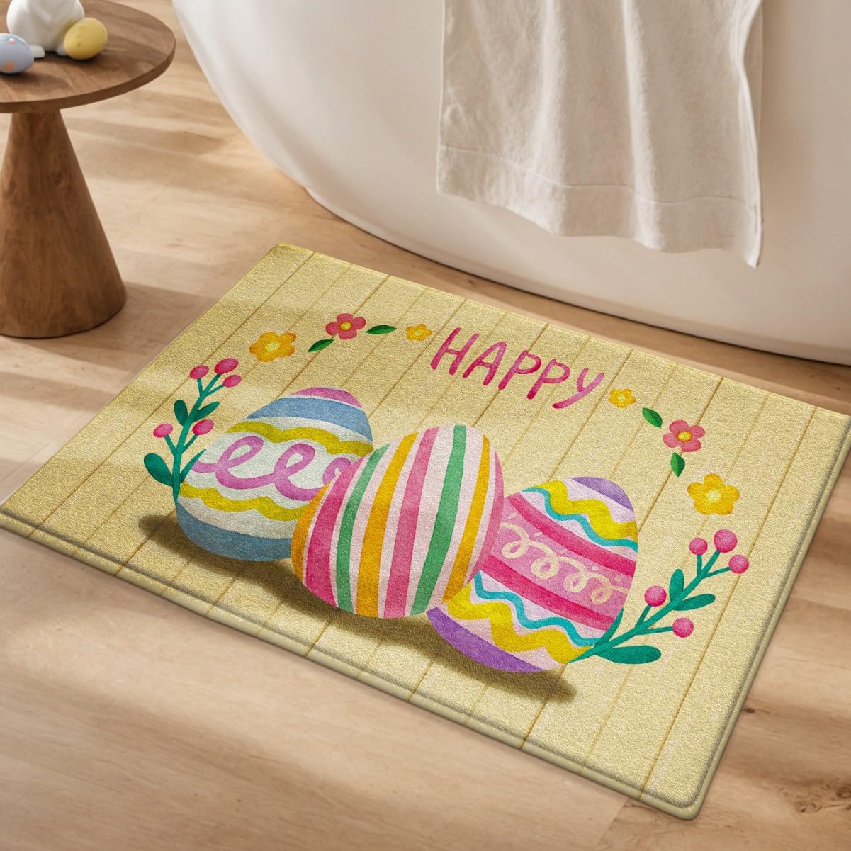 Badezimmermatte rutschfest 50X80Cm Ostern Badematte Rutschfester,Badteppich Machine Washable for Shower, Bath and Toilet,Mikrofaser,Schnelltrocknende,Antibakteriell