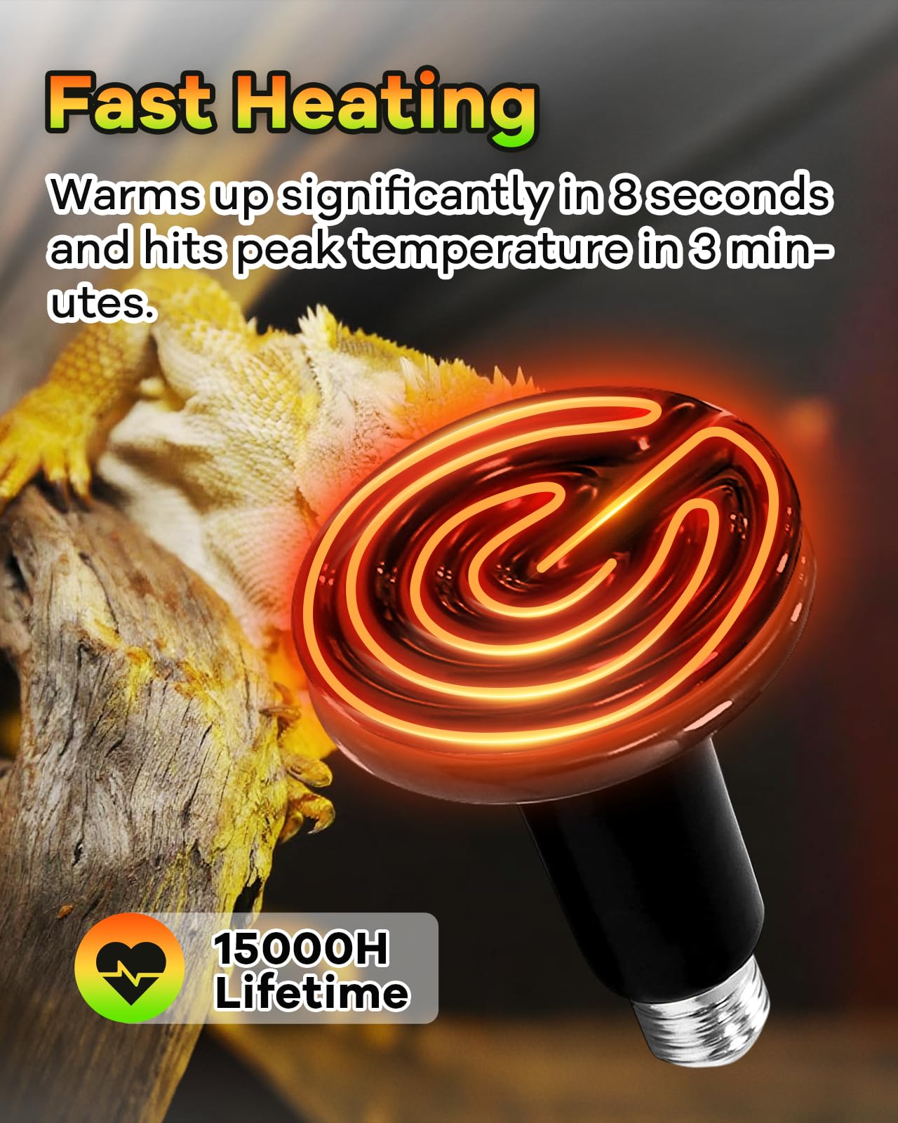 100W Ceramic Heat Emitter, 2 Pack Reptile Heat Bulbs, Ceramic Heat Lamp for Reptiles, Amphibian, Chicken, Dog, Cat, Snake, Chicken - image 6