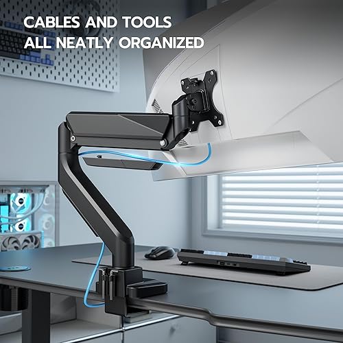 Miniatura 6 de ARES WING Brazo de monitor ultraancho, soporte de monitor único resistente para pantallas curvas de 13 a 49 pulgadas, soporte ajustable para