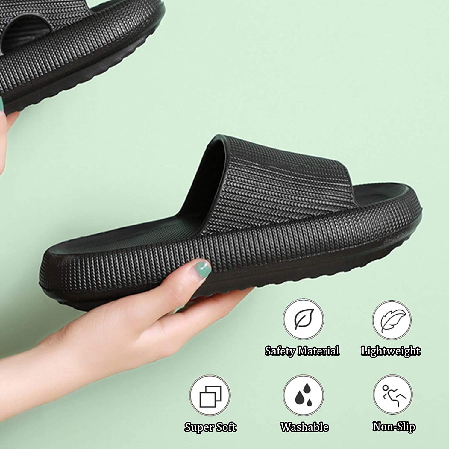 sharllen Pantofole Cloud uomo e donna, doccia massaggio bagno, antiscivolo, asciugatura rapida, Punta aperta, super morbido