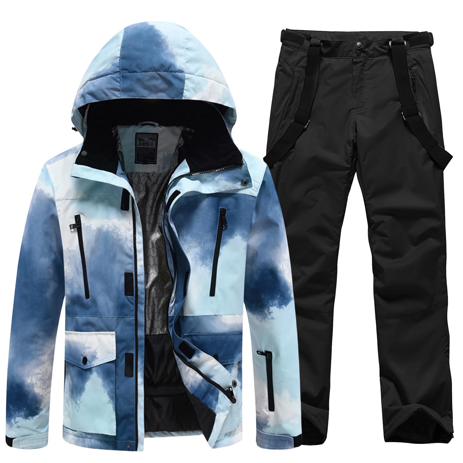 Chaqueta de esquí para hombre y pantalones conjunto, Impermeable de Montaña Chaqueta de Esquí,Cálida chaqueta de esquí y pantalones,para senderismo, caza, pesca, escalada, camping