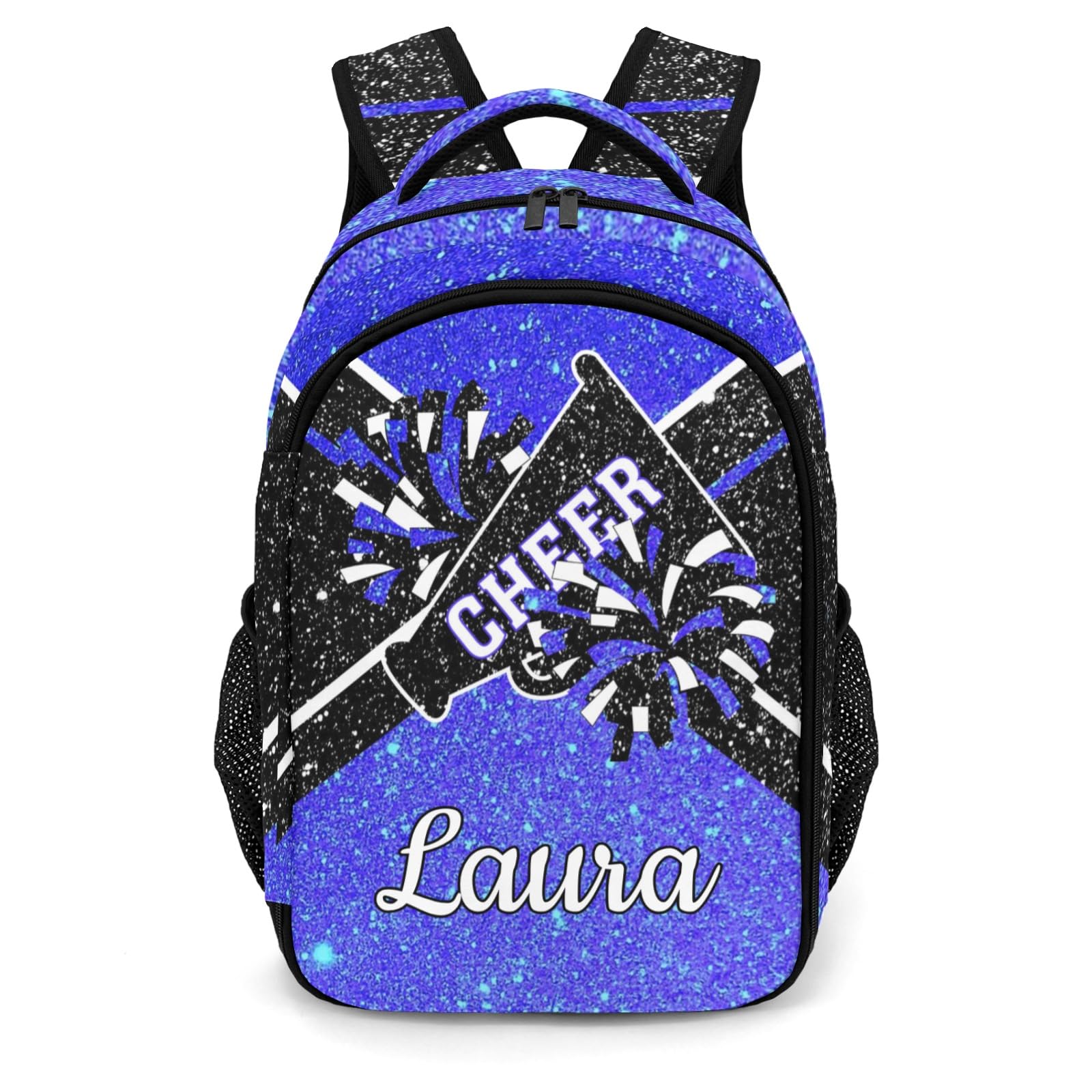 Ronxzas Cheer Cheerleader Backpack Cheerleading Bags Custom Name Book Bag for Cheer Team Coaches Gift (Klein Blue)