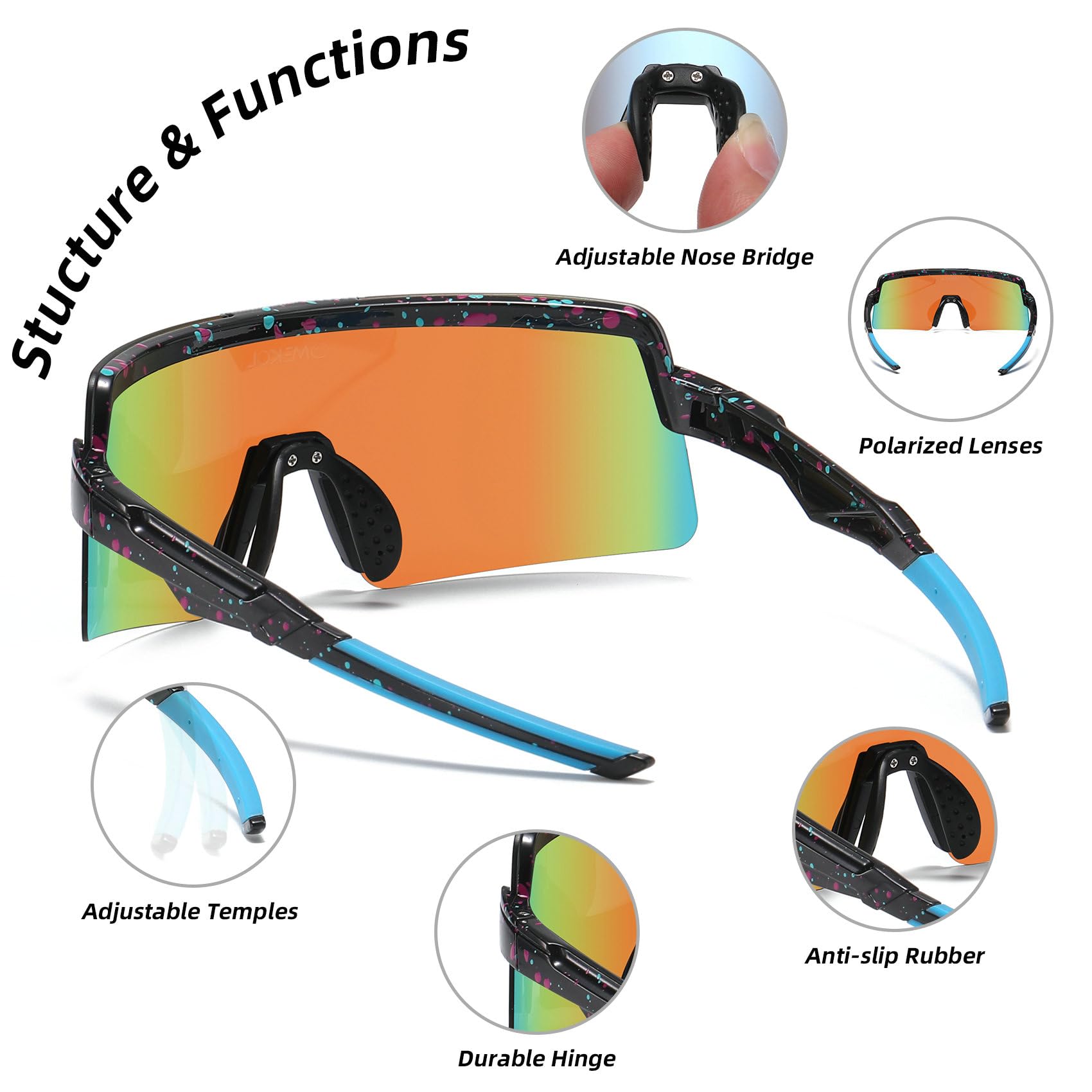 Dwa rozmiary dla dorosłych i młodzieży spolaryzowane okulary przeciwsłoneczne mężczyźni kobiety outdoorowe sportowe okulary baseballowe UV400 okulary rowerowe