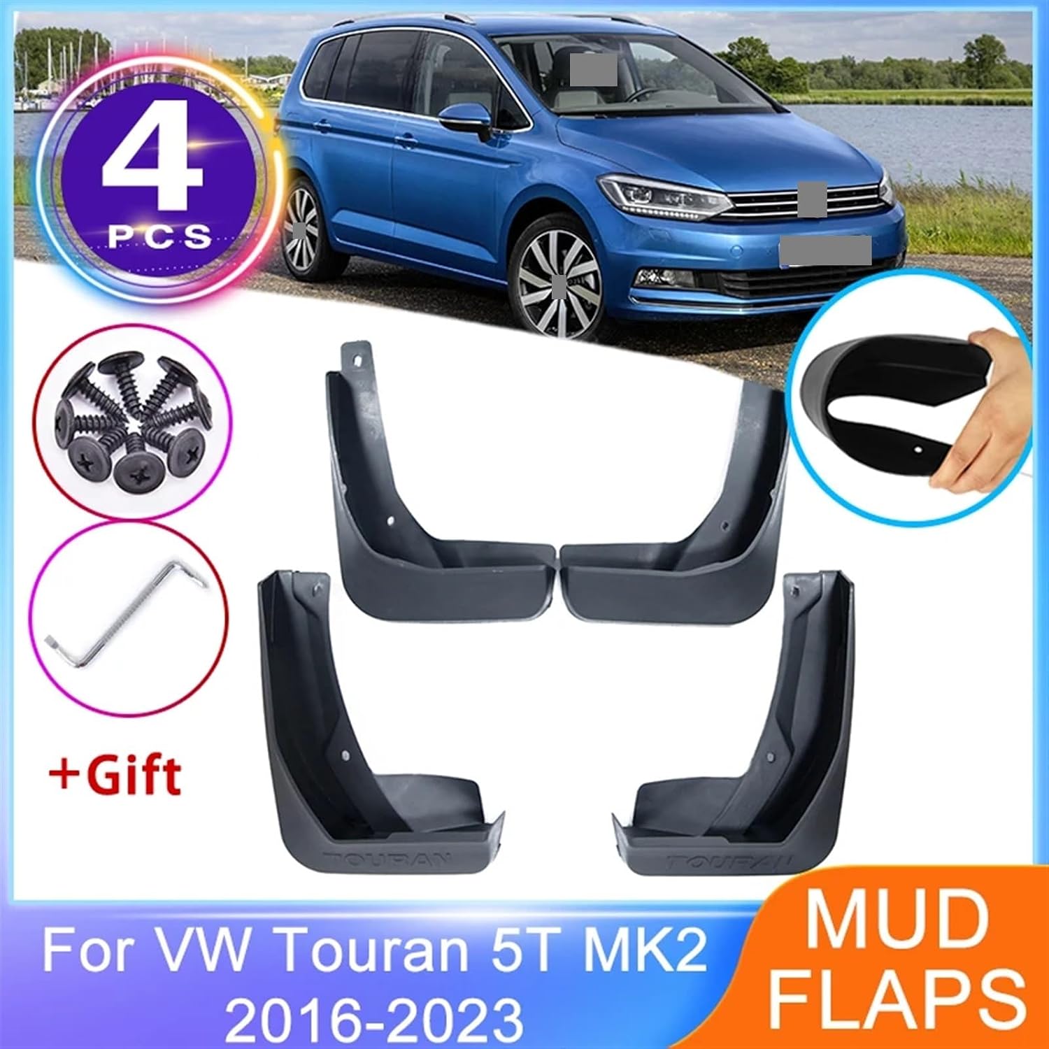 4pcs Mudguards For volkswagens VW Touran 5T MK2 2016~2023 Mud Flaps Splash Guards fenders Wheel Protector Car Styling Accessories