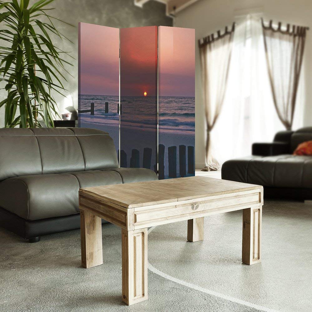 Paravent Plage Cloison de séparatio 3 pans Orange 110x180 cm