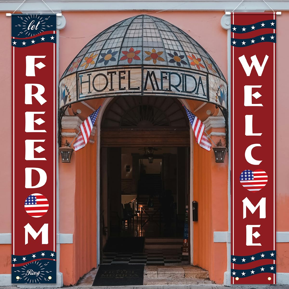 4th of July Decorations, Patriotic Decorations of Hanging American Flag Banners Porch Signs 12 x 71 in for Memorial Day Independence Day Veterans Day Labor Day for Yard Indoor Outdoor Décor