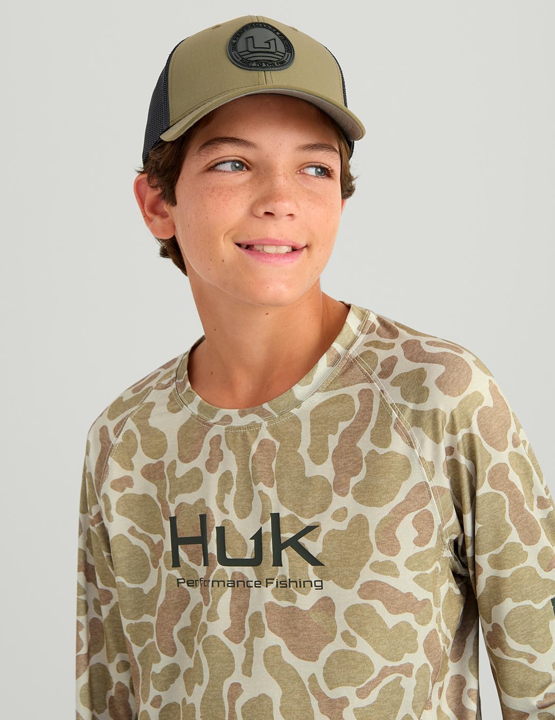 HUK boys Pursuit Lite Crew, Lightweight Performance Long Sleeve Shirt With Upf Sun Protection for Kids