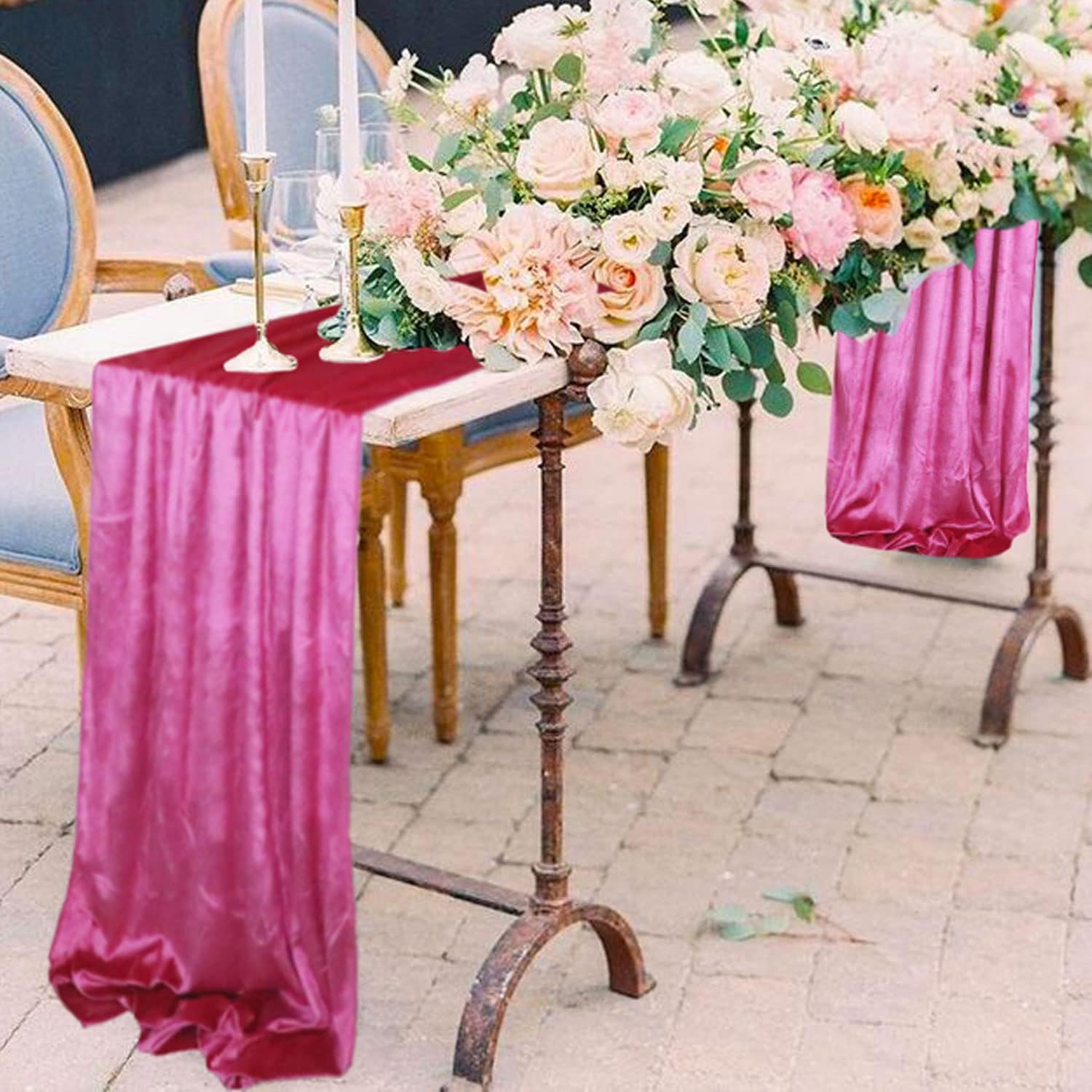 Hot Pink Table Runner for Party Wedding Velvet Table Runner