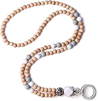 Vista 1 de Cordón para profesores, cordón con soporte para identificación, cordones para tarjetas de identificación, llaves, cordón de cuentas de madera