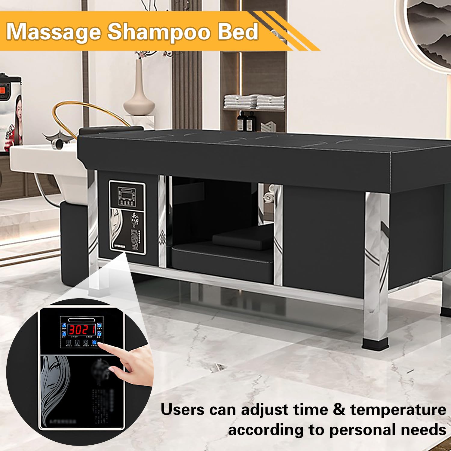 Amazon.co.jp: DHYBDZ 電気水循環ヘッドセラピーベッド、ヘッドスパ