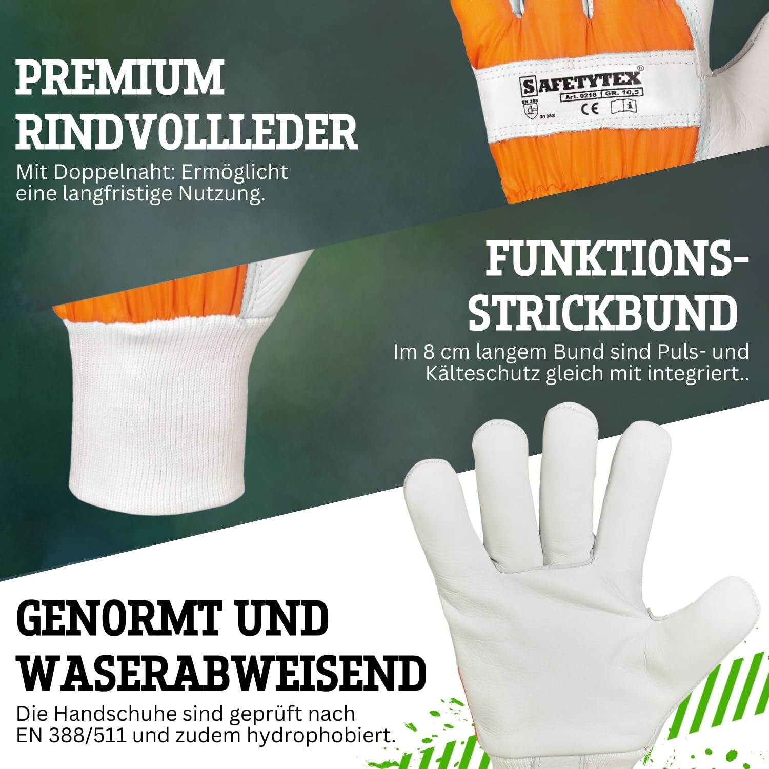 Safetytex Forstschutz Set Schnittschutzhose und Forsthandschuhe | 2-teiliges Set, KWF geprüft, Schutz bei Forstarbeiten, Gartenarbeiten, robuste Verarbeitung, komfortabel, langlebig