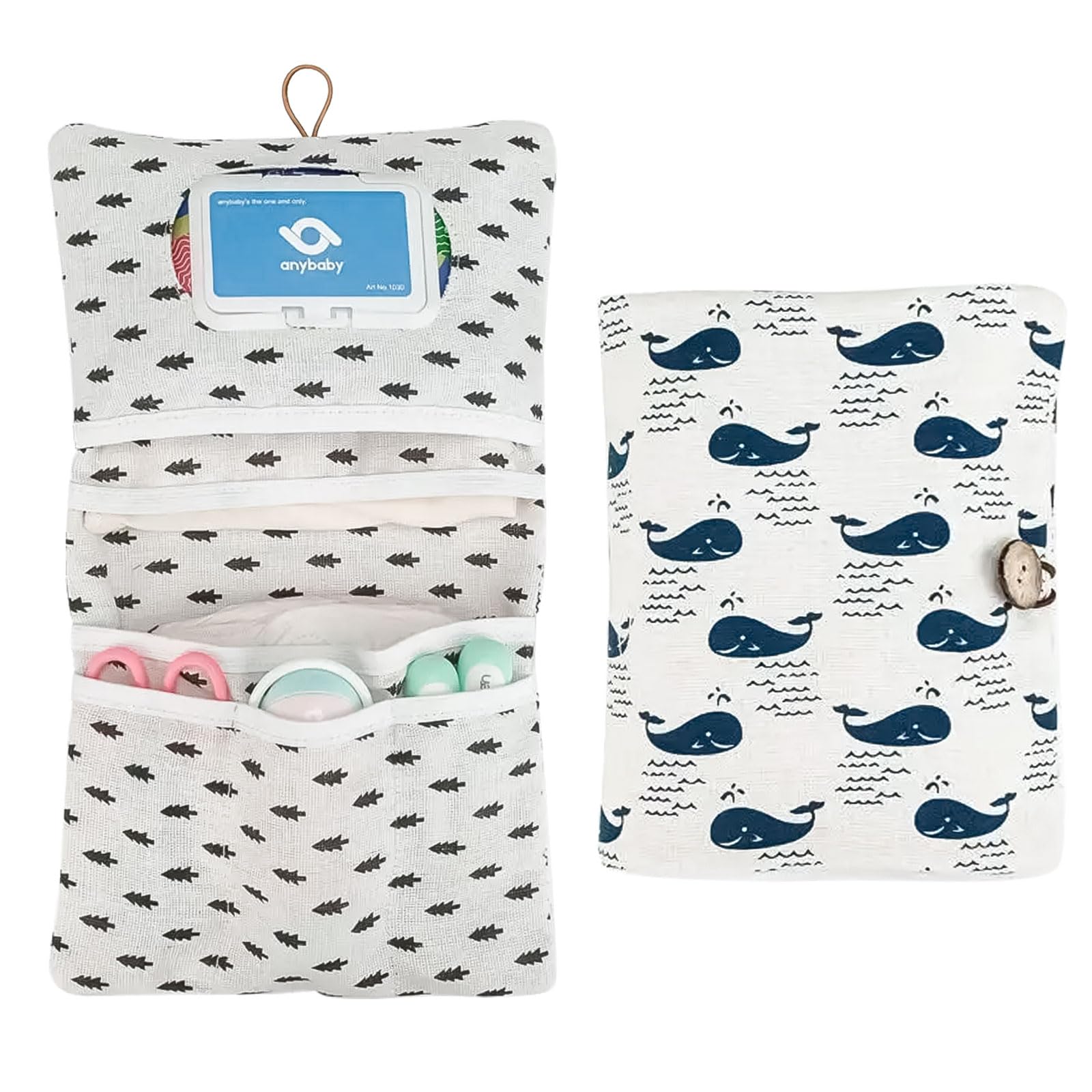 Borsa per pannolini 2 in 1 Leaves Balena Elefante organizer per bambini