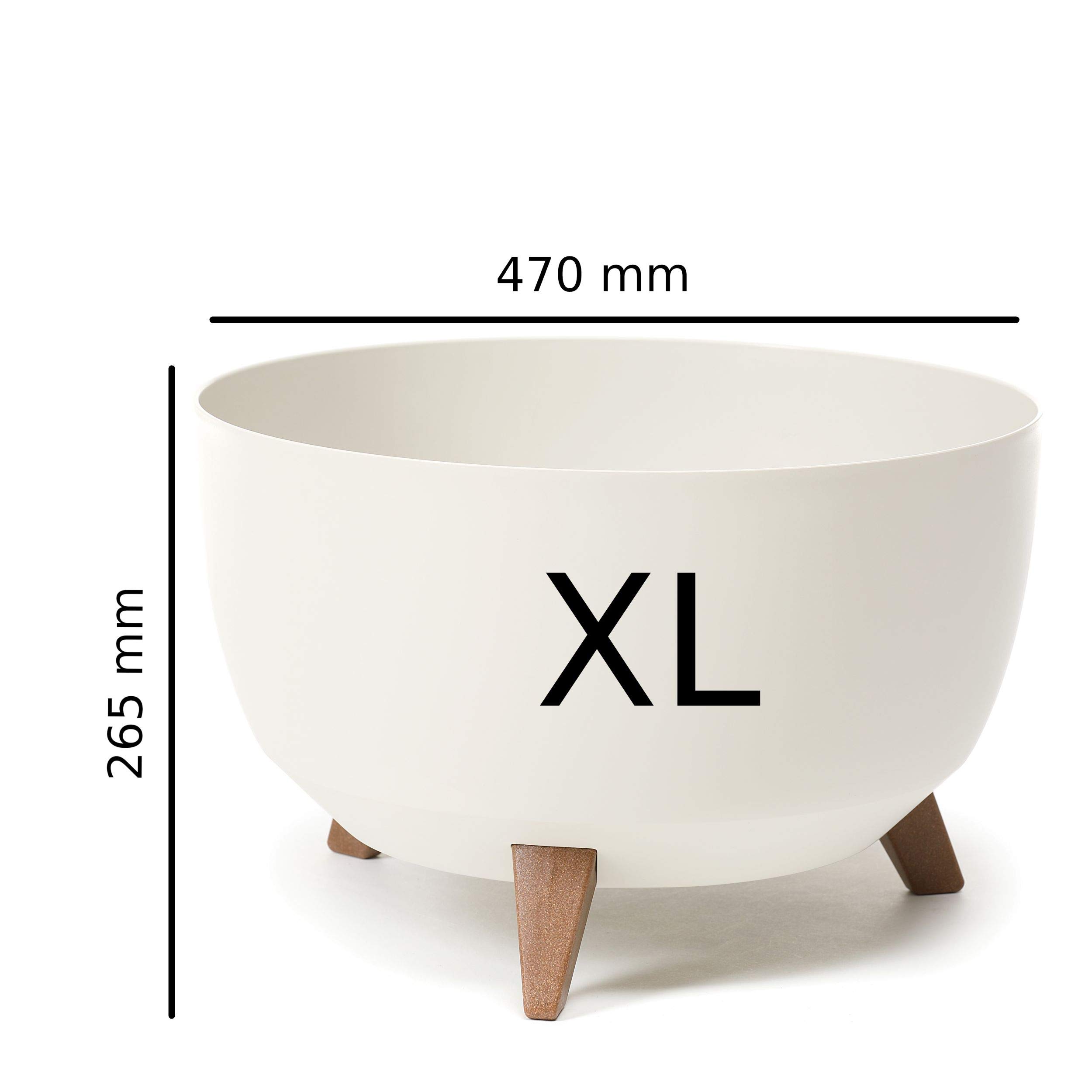 Pot De Fleurs Avec Pieds En Plastique Avec Insert - Couleur : Blanc - Hauteur : 25 Cm - Diamètre : 40 Cm - Taille L