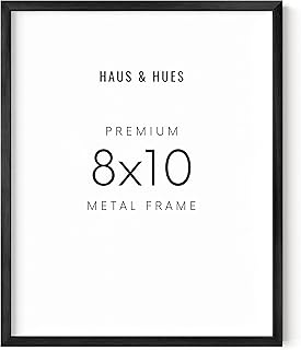 HAUS AND HUES 8x10 Black Picture Frame - Modern Aluminum Wall Art Displa...