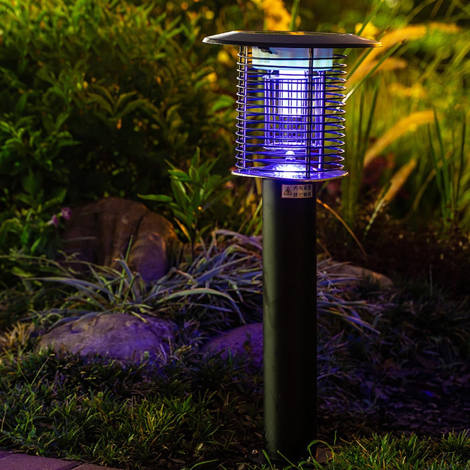 Zappatrice Solare per Esterni Ammazzamosche per Zanzare Impermeabile Acchiappa Insetti Elettrico Doppia Modalità per Esterno, Patio, Veranda, Cortile, Giardino (Color : Schwarz, Size : 29.5 * 10in)