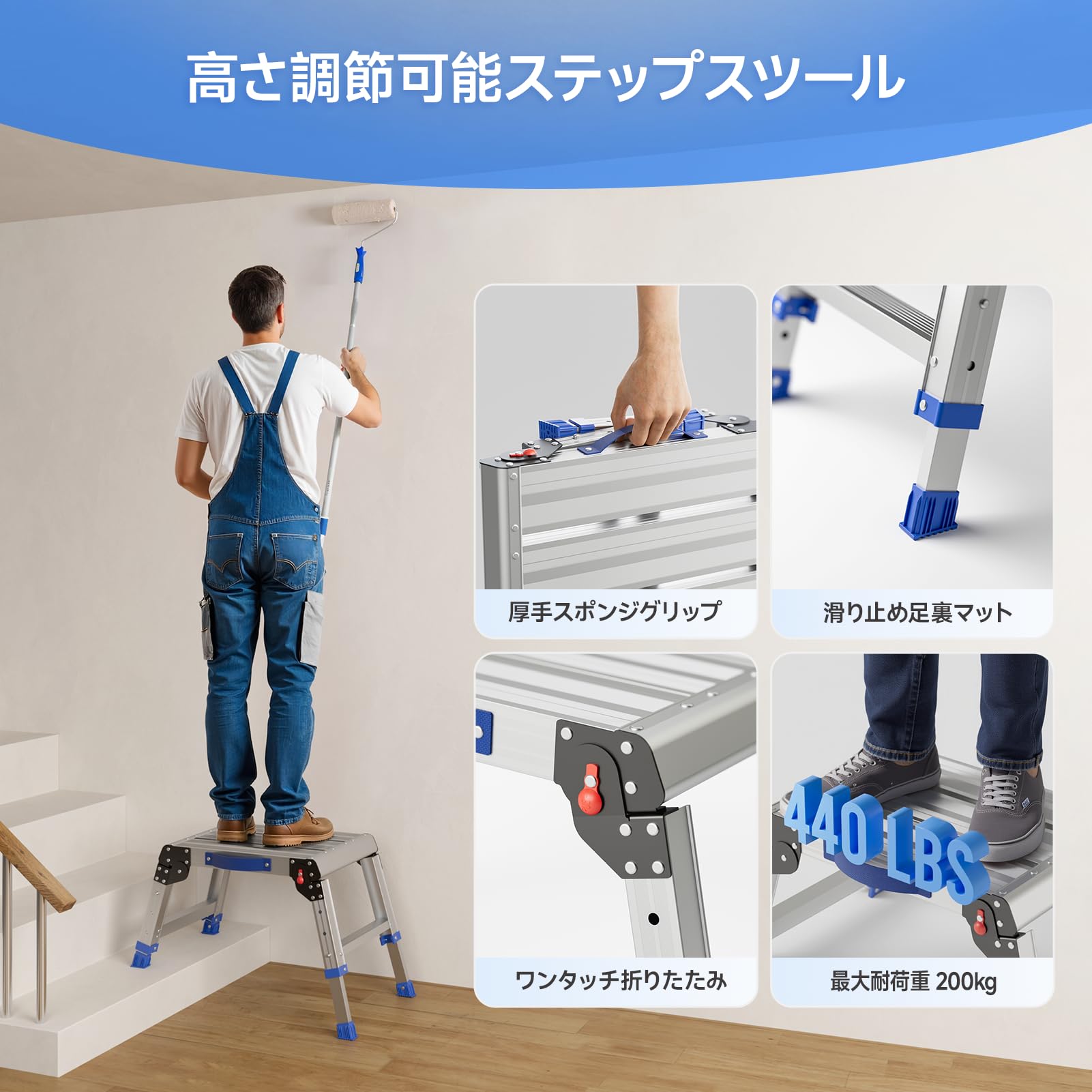 Amazon.co.jp: Loyodaアルミ作業台 洗車台 足場台 軽量&高耐荷重 